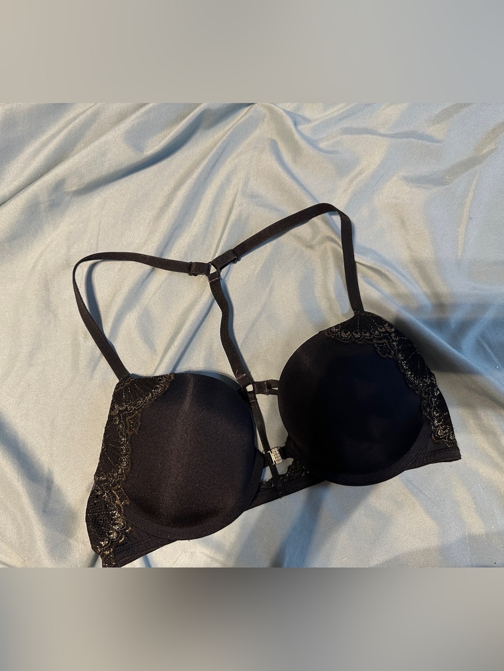 La SENZA Black Lace-Trim Racerback Push-Up Bra